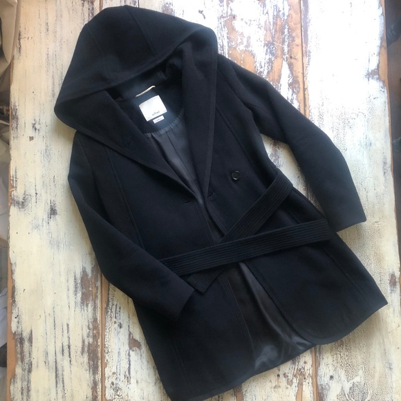 WILFRED Aritzia BORDA Belt Coat Black Italian Virgin Wool & Cashmere XS EUC - Picture 6 of 14
